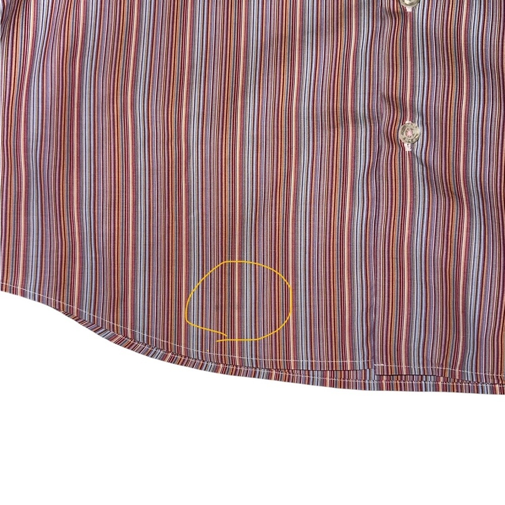 Thomas Pink Mens Shirt Cotton Multicolor Striped Button Up Made in Romania 15.5 - Picture 7 of 7
